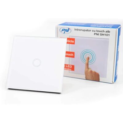 Interrupteur Tactile en Verre Blanc PNI SH101 - Lumière, Design Moderne - Publicité Interrupteur Tactile en Verre Blanc PNI SH101 - Lumière, Design Moderne - Publicité