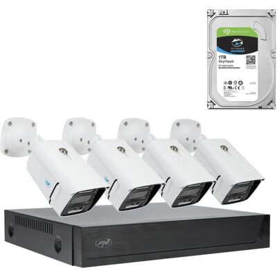 Kit de surveillance PNI House IPMAX POE 3LR - Extérieur, 4 caméras, 4K, PoE, 1TB - Publicité Kit de surveillance PNI House IPMAX POE 3LR - Extérieur, 4 caméras, 4K, PoE, 1TB - Publicité