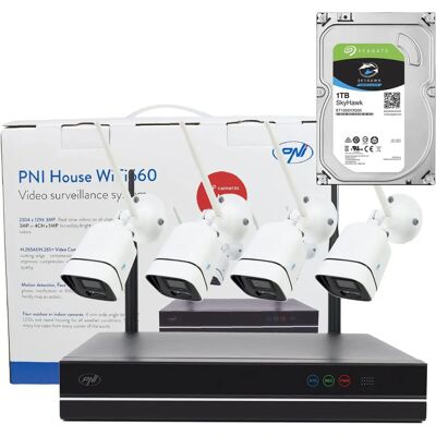 Kit de vidéosurveillance PNI House WiFi660 NVR - 4 caméras sans fil - 3MP Kit de vidéosurveillance PNI House WiFi660 NVR - 4 caméras sans fil - 3MP
