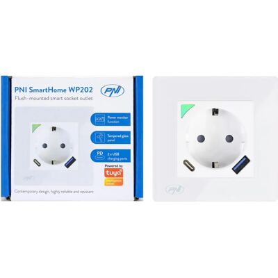 PNI SmartHome WP202 WiFi intelligente Steckdose - Unterirdische Montage - Kompatibel mit Alexa & Google PNI SmartHome WP202 WiFi intelligente Steckdose - Unterirdische Montage - Kompatibel mit Alexa & Google
