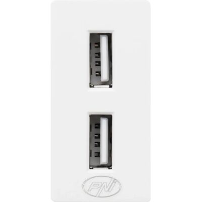 PNI UB20 Stopcontact - Dual USB, 5V 2.4A, Modulair, Type F 1/2 PNI UB20 Stopcontact - Dual USB, 5V 2.4A, Modulair, Type F 1/2