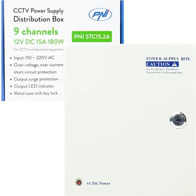 Alimentation CCTV PNI 12V 15A 180W - Boîtier métal Alimentation CCTV PNI 12V 15A 180W - Boîtier métal