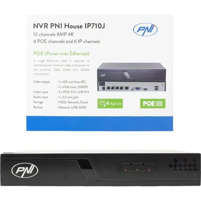 PNI House IP710J 10-Channel 4K NVR - Network Video Recorder PNI House IP710J 10-Channel 4K NVR - Network Video Recorder