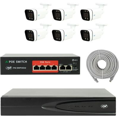 PNI House IP810 Video Surveillance Package - 6 Cameras, POE Switch, Cables PNI House IP810 Video Surveillance Package - 6 Cameras, POE Switch, Cables