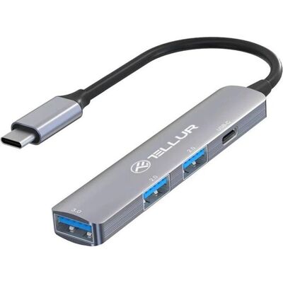 Tellur - 4in1 USB-C 3.1 Hub - Aluminium - Dockingstation Tellur - 4in1 USB-C 3.1 Hub - Aluminium - Dockingstation