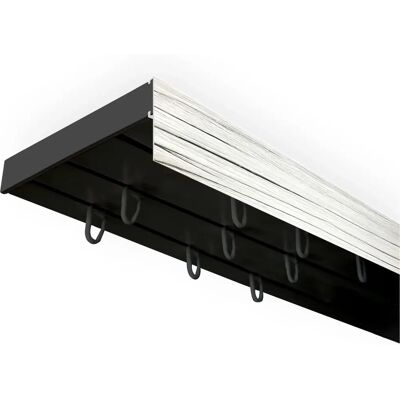 SN DECO GROUP Vorhangschiene - 3-läufig, Schwarz & Esche SN DECO GROUP Vorhangschiene - 3-läufig, Schwarz & Esche