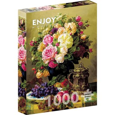 Enjoy Puzzle Jean-Baptiste Robie: Martwa natura z różami - Puzzle 1000 elementów Enjoy Puzzle Jean-Baptiste Robie: Martwa natura z różami - Puzzle 1000 elementów