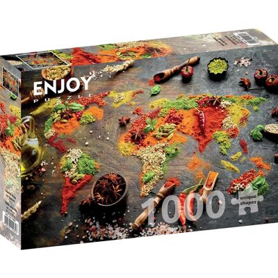Enjoy Světová Mapa v Koření - Puzzle 1000 Dílků Enjoy Světová Mapa v Koření - Puzzle 1000 Dílků