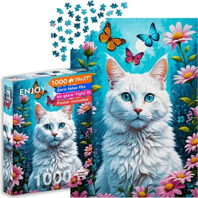 MODERNE HAUSFRAU - White Cat - 1000 Teile - Puzzle MODERNE HAUSFRAU - White Cat - 1000 Teile - Puzzle