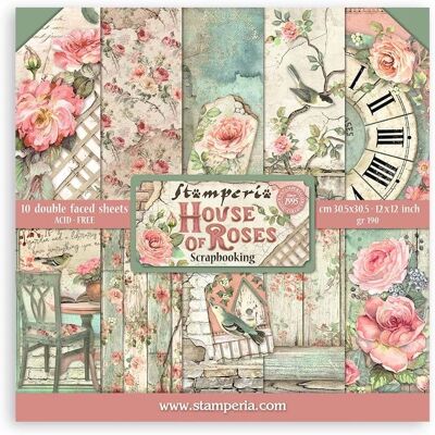 Carta Scrapbook Stamperia House Of Roses - 12x12 - 10 fogli Carta Scrapbook Stamperia House Of Roses - 12x12 - 10 fogli