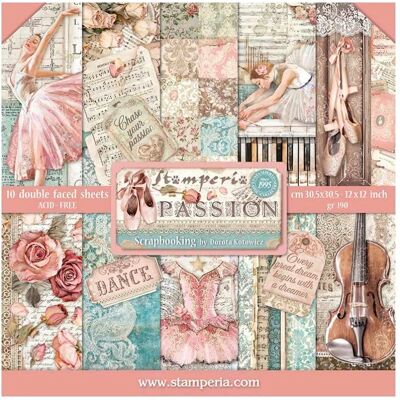 Stamperia Passion scrapbookpapper - 12x12 - Baksida Stamperia Passion scrapbookpapper - 12x12 - Baksida