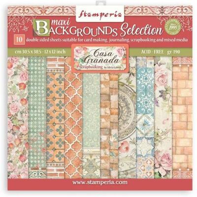 Stamperia - Casa Granada Backgrounds - 12x12 in - Paper pad Stamperia - Casa Granada Backgrounds - 12x12 in - Paper pad