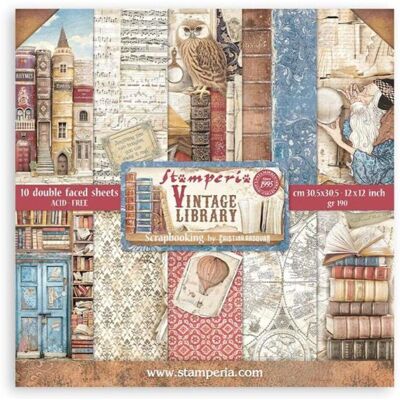 Carta Scrapbook Vintage Library di Stamperia - 12x12" Carta Scrapbook Vintage Library di Stamperia - 12x12"