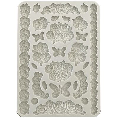 Moule en silicone Stamperia Shabby Rose - Roses et Papillons - Format A5 - Publicité Moule en silicone Stamperia Shabby Rose - Roses et Papillons - Format A5 - Publicité