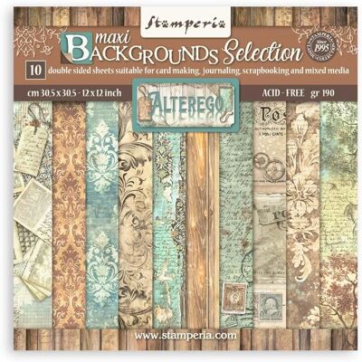 Papier de scrapbooking Stamperia Alterego Backgrounds - 10 feuilles 30,5cm Papier de scrapbooking Stamperia Alterego Backgrounds - 10 feuilles 30,5cm