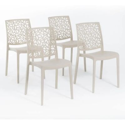 Conjunto de Sillas de Resina Crema - Apilables para Interior y Exterior Conjunto de Sillas de Resina Crema - Apilables para Interior y Exterior