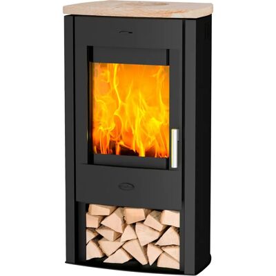 FIREPLACE Tuvalu Sandstein Top - Schwarz, Vermiculite, 6kW FIREPLACE Tuvalu Sandstein Top - Schwarz, Vermiculite, 6kW