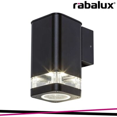 RABALUX Sintra Nero Trasparente GU10 Luce da parete - IP44 esterno RABALUX Sintra Nero Trasparente GU10 Luce da parete - IP44 esterno