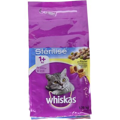 Whiskas Croquettes au Poulet pour Chat Stérilisé - 1,75kg - Publicité Whiskas Croquettes au Poulet pour Chat Stérilisé - 1,75kg - Publicité