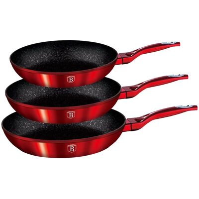Berlingerhaus Rote Metallische Linie 3-teiliges Granit-Kochgeschirr-Set Berlingerhaus Rote Metallische Linie 3-teiliges Granit-Kochgeschirr-Set