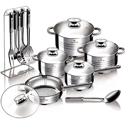 Blaumann 12Pc Stainless Steel Cookware Set - Induction Suitable Blaumann 12Pc Stainless Steel Cookware Set - Induction Suitable