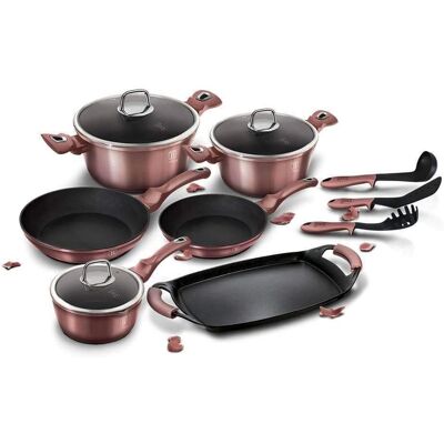 Juego de 12 Piezas Berlinger Haus Rosa con Parrilla Juego de 12 Piezas Berlinger Haus Rosa con Parrilla