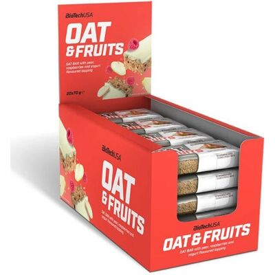 Barre di avena e frutta Biotech USA - Pera e Lampone - 20x70g Barre di avena e frutta Biotech USA - Pera e Lampone - 20x70g