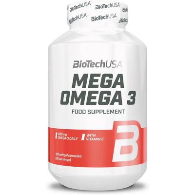 BioTechUSA Mega Omega 3 - Premium Fiskolja Tillskott - Stödjer Hjärta & Hjärna - 180 Softgels BioTechUSA Mega Omega 3 - Premium Fiskolja Tillskott - Stödjer Hjärta & Hjärna - 180 Softgels