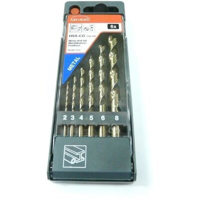 Abraboro - wiertła HSS-Co kobaltowe - 2-3-4-5-6-8 mm - 6 szt - Drill bits Abraboro - wiertła HSS-Co kobaltowe - 2-3-4-5-6-8 mm - 6 szt - Drill bits