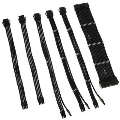 Kolink Core Adept Braided Cable Extension Kit - Jet Black - Computer Power Cable Kit Kolink Core Adept Braided Cable Extension Kit - Jet Black - Computer Power Cable Kit