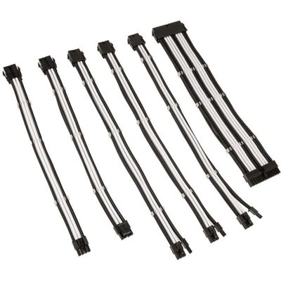 Kolink Core Adept Braided Cable Extension Kit - Jet Black / White - Power Cable Kit Kolink Core Adept Braided Cable Extension Kit - Jet Black / White - Power Cable Kit