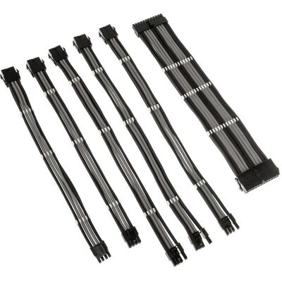Kolink Jet Black / Stone Grey Braided Power Cable Kit - Power Cable Kit Kolink Jet Black / Stone Grey Braided Power Cable Kit - Power Cable Kit