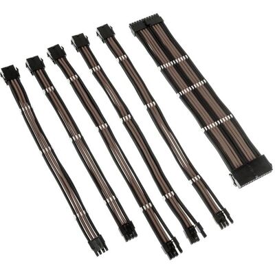 Kolink Core Adept Braided Cable Extension Kit - Jet Black / Gunmetal Grey - PC Power Cable Kolink Core Adept Braided Cable Extension Kit - Jet Black / Gunmetal Grey - PC Power Cable