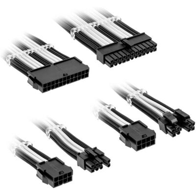 Kolink Jet Black / Brilliant White Fonott Kábelhosszabbító Szett - Szett Kolink Jet Black / Brilliant White Fonott Kábelhosszabbító Szett - Szett