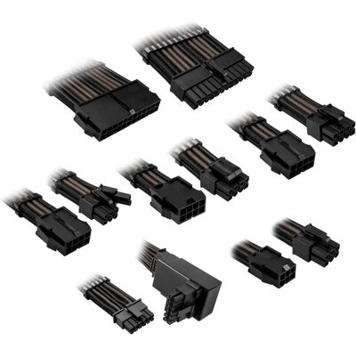Kit di estensione cavi intrecciati Kolink Core Pro - Jet Black/Gunmetal Grey - Applicazioni ad alta potenza Kit di estensione cavi intrecciati Kolink Core Pro - Jet Black/Gunmetal Grey - Applicazioni ad alta potenza