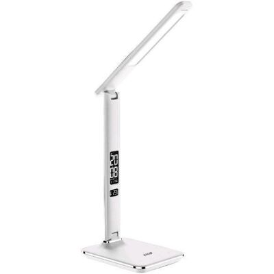 Bílá stolní lampa s efektem kůže a LCD - Kancelář & Kalendář Bílá stolní lampa s efektem kůže a LCD - Kancelář & Kalendář