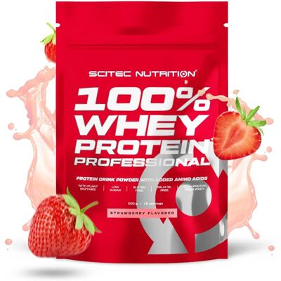 Scitec Nutrition 100% Proteína de Soro Profissional - Morango, 500g Scitec Nutrition 100% Proteína de Soro Profissional - Morango, 500g