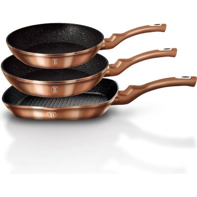 Berlinger Haus Rose Gold 3-delige Koekenpan Set - Koken Berlinger Haus Rose Gold 3-delige Koekenpan Set - Koken