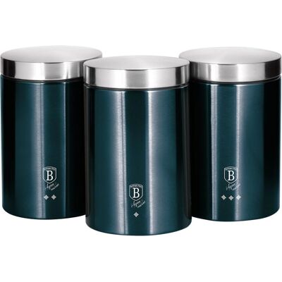 Berlinger Haus 3 recipientes de cocina Línea metálica Aqua Marine - Kitchen Containers Berlinger Haus 3 recipientes de cocina Línea metálica Aqua Marine - Kitchen Containers