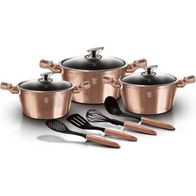 Zestaw Garnków Rose Gold - 10 sztuk z powłoką ceramiczną nieprzywierającą Zestaw Garnków Rose Gold - 10 sztuk z powłoką ceramiczną nieprzywierającą