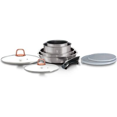 Ensemble de batterie de cuisine en aluminium forgé Moonlight de Berlinger Haus - 9 Pièces - Publicité Ensemble de batterie de cuisine en aluminium forgé Moonlight de Berlinger Haus - 9 Pièces - Publicité