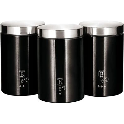 Set de 3 bocaux Berlinger Haus Noir Argenté - Rangement Cuisine - Publicité Set de 3 bocaux Berlinger Haus Noir Argenté - Rangement Cuisine - Publicité