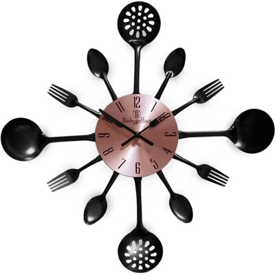 Reloj de Pared de Cocina en Oro Rosa y Negro - Reloj de Pared Reloj de Pared de Cocina en Oro Rosa y Negro - Reloj de Pared