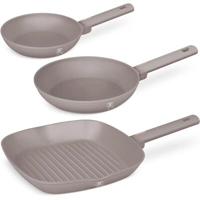 Set de 3 tigăi antiaderente Taupe Collection Berlinger Haus Set de 3 tigăi antiaderente Taupe Collection Berlinger Haus
