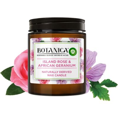 Vonná svíčka Botanica Island Rose & African Geranium od Air Wick - Přírodní vůně - 205g Vonná svíčka Botanica Island Rose & African Geranium od Air Wick - Přírodní vůně - 205g