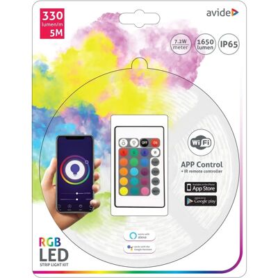 Bande LED RGB 5m WiFi & IR Étanche - Publicité Bande LED RGB 5m WiFi & IR Étanche - Publicité
