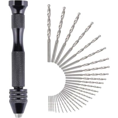 LANGRAY - 31Pcs - Aluminum body - 0.3–3.4 mm chuck - Hand drill set LANGRAY - 31Pcs - Aluminum body - 0.3–3.4 mm chuck - Hand drill set