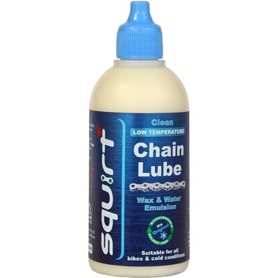 Lubrifiant chaîne Low-Temp Squirt 120ml - Conditions froides - Publicité Lubrifiant chaîne Low-Temp Squirt 120ml - Conditions froides - Publicité