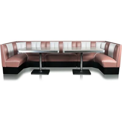 Bel Air - Retro 50's Diner Booth - Dusty Rose - 120x360x120 - Diner Booth Bel Air - Retro 50's Diner Booth - Dusty Rose - 120x360x120 - Diner Booth
