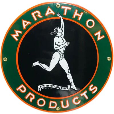 Fiftiesstore - Marathon - 30 cm Ø - Emaille bord Fiftiesstore - Marathon - 30 cm Ø - Emaille bord